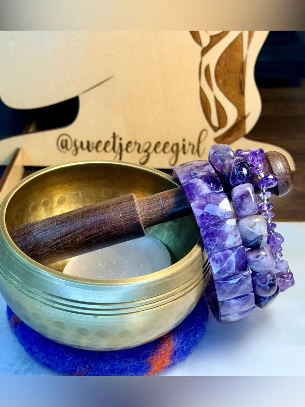 Purple Amethyst Stone of Spirituality Bracelet Stack Set